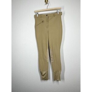Gutos Womens Front Zip Knee Patch Breeches Size 30 Ribbed Light Tan Equestrian